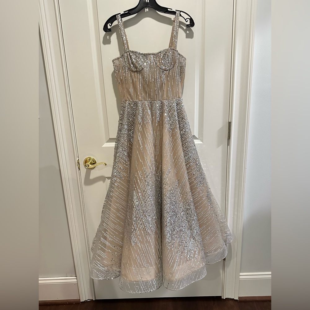 Bronx and Banco Silver and Cream Formal Kids Dress
